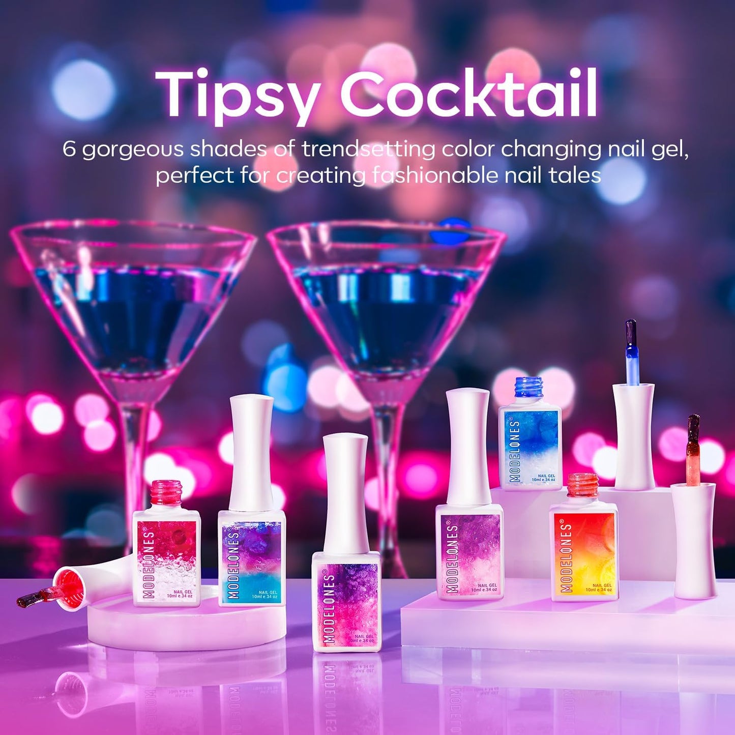 Color Changing Gel Nail Polish, 6 Colors Orange Blue Purple Pink Neon Mood Temperature Change Gel Polish Set Soak off DIY Home Nail Art Gift