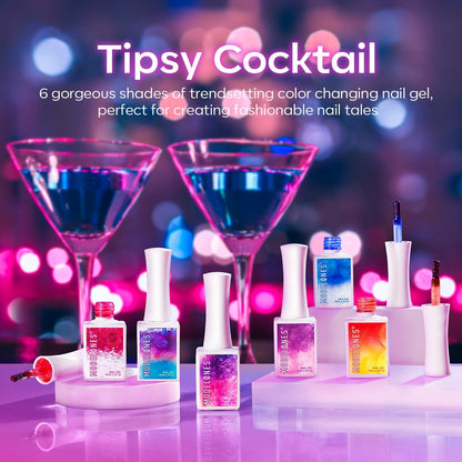 Color Changing Gel Nail Polish, 6 Colors Orange Blue Purple Pink Neon Mood Temperature Change Gel Polish Set Soak off DIY Home Nail Art Gift