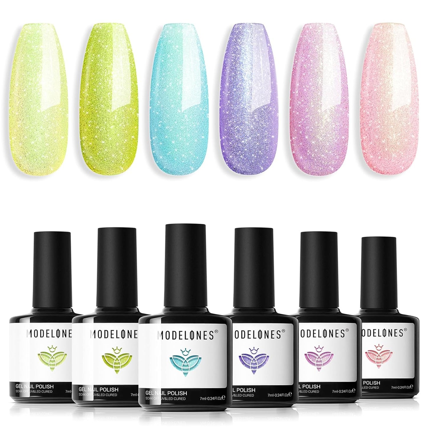 Color Changing Gel Nail Polish, 6 Colors Orange Blue Purple Pink Neon Mood Temperature Change Gel Polish Set Soak off DIY Home Nail Art Gift