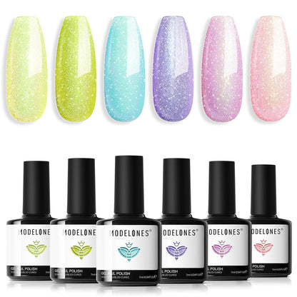 Color Changing Gel Nail Polish, 6 Colors Orange Blue Purple Pink Neon Mood Temperature Change Gel Polish Set Soak off DIY Home Nail Art Gift