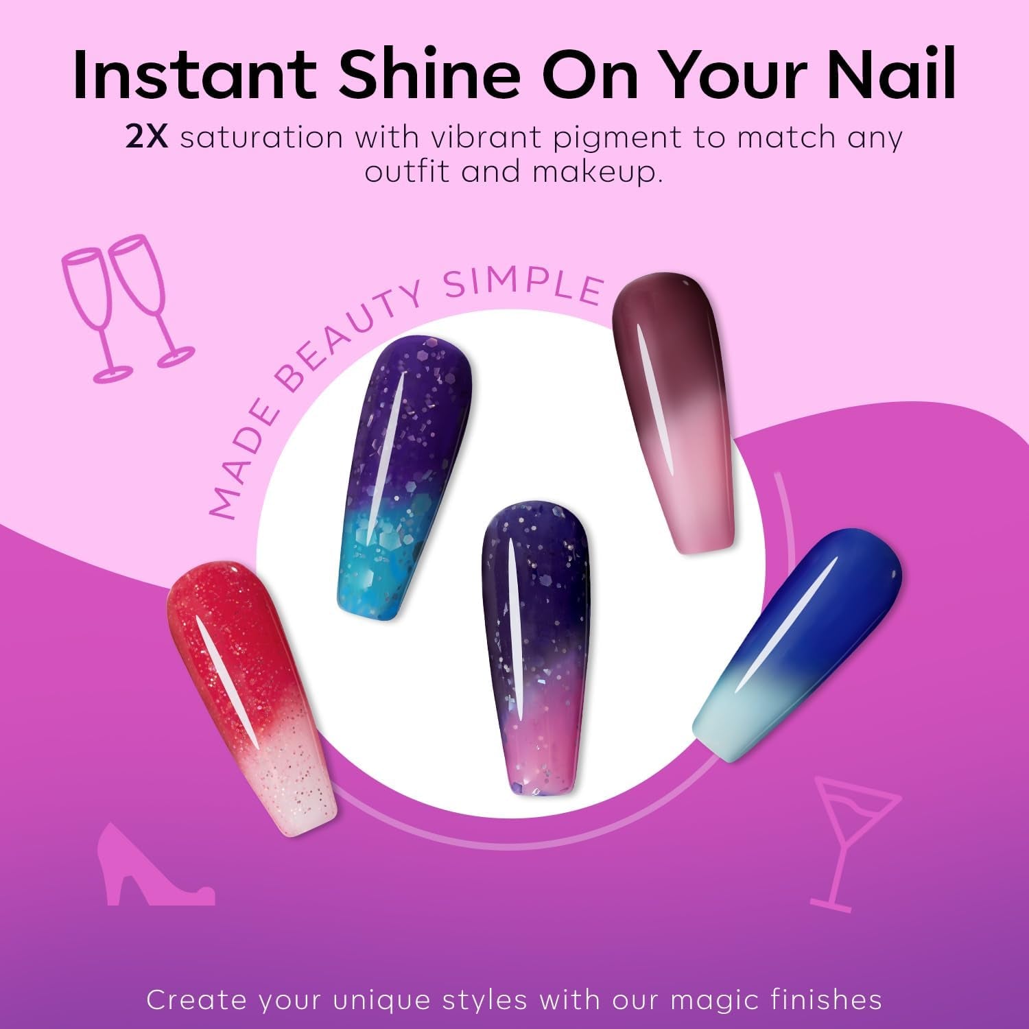 Color Changing Gel Nail Polish, 6 Colors Orange Blue Purple Pink Neon Mood Temperature Change Gel Polish Set Soak off DIY Home Nail Art Gift