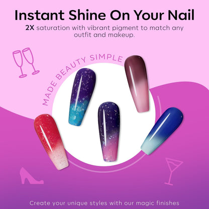 Color Changing Gel Nail Polish, 6 Colors Orange Blue Purple Pink Neon Mood Temperature Change Gel Polish Set Soak off DIY Home Nail Art Gift