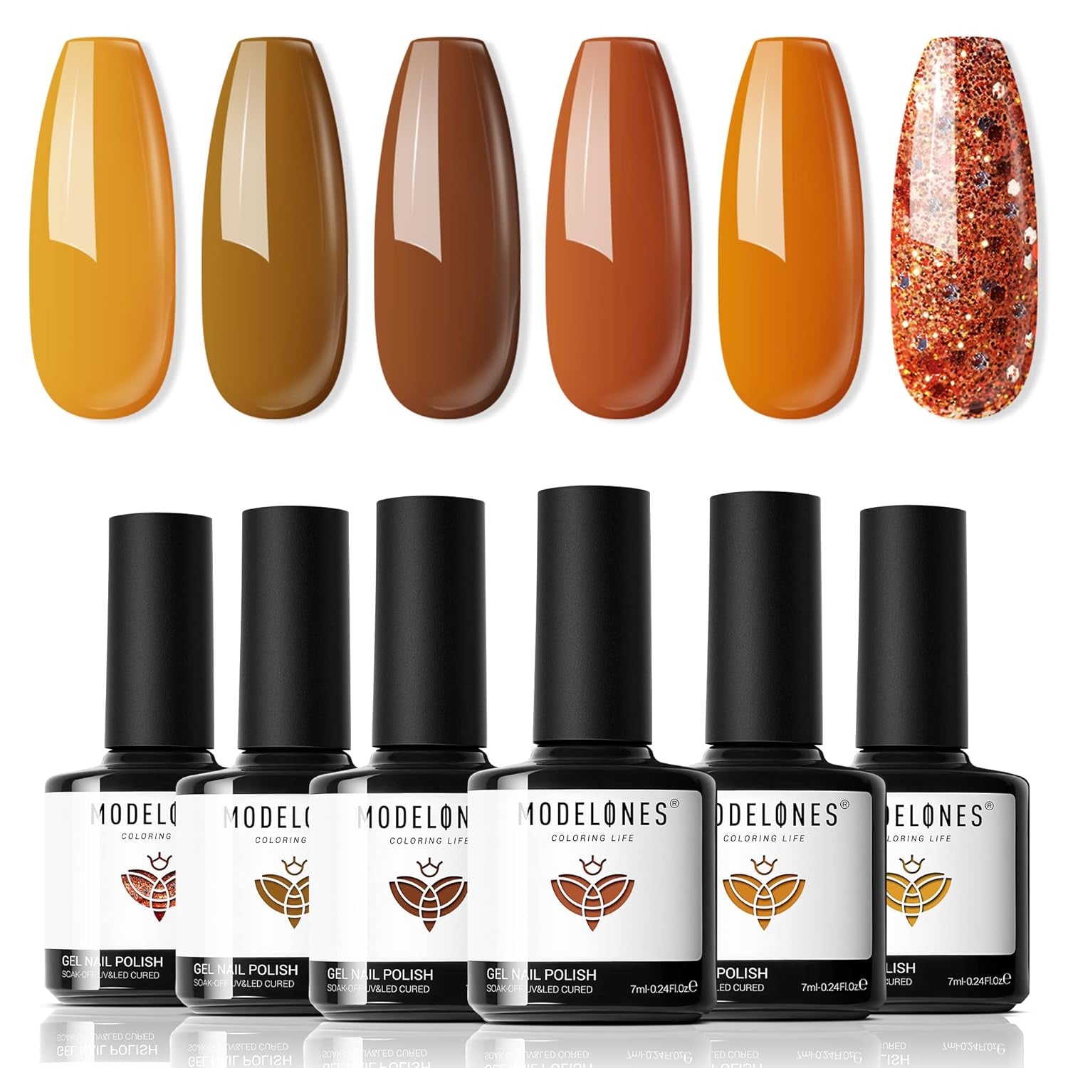 Color Changing Gel Nail Polish, 6 Colors Orange Blue Purple Pink Neon Mood Temperature Change Gel Polish Set Soak off DIY Home Nail Art Gift