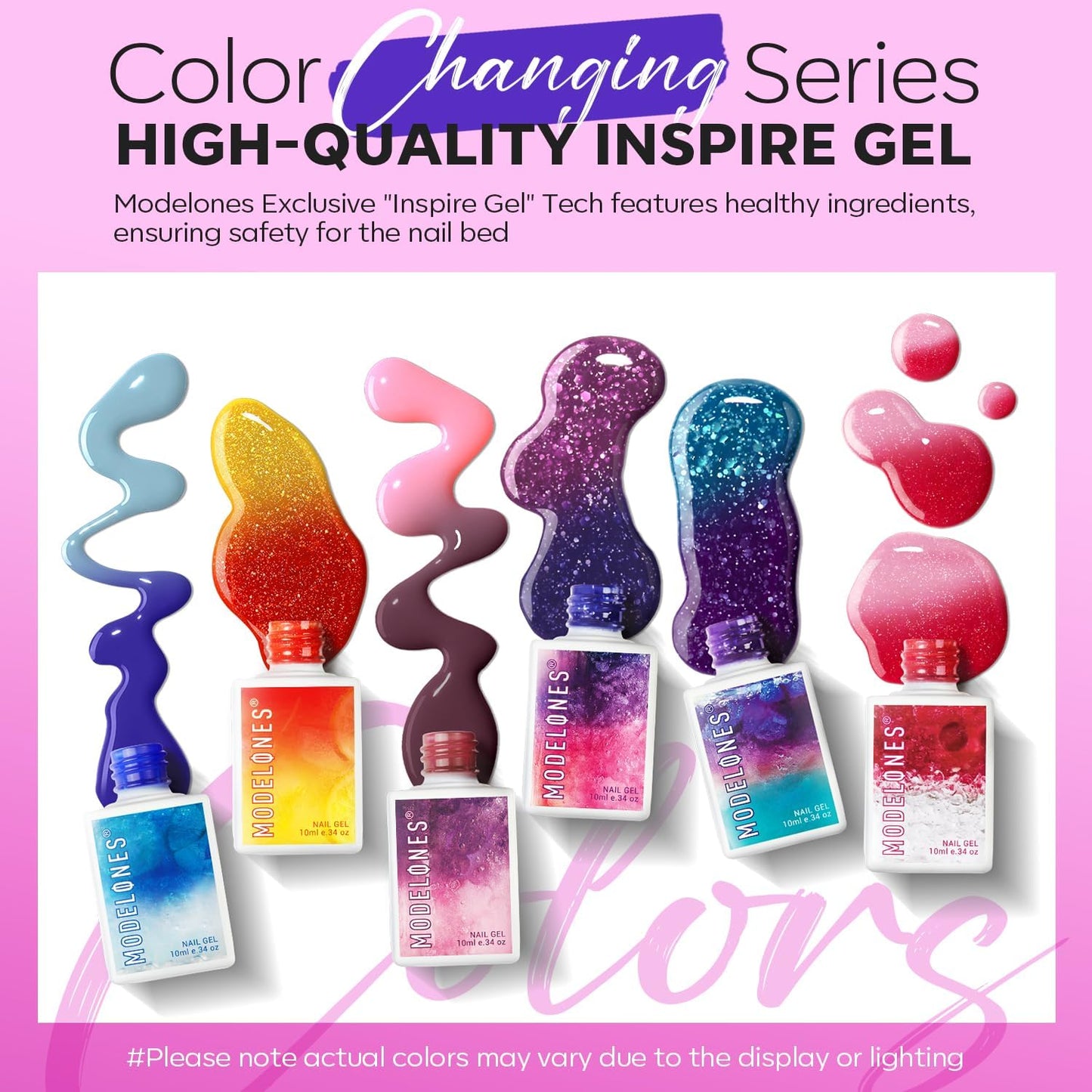 Color Changing Gel Nail Polish, 6 Colors Orange Blue Purple Pink Neon Mood Temperature Change Gel Polish Set Soak off DIY Home Nail Art Gift