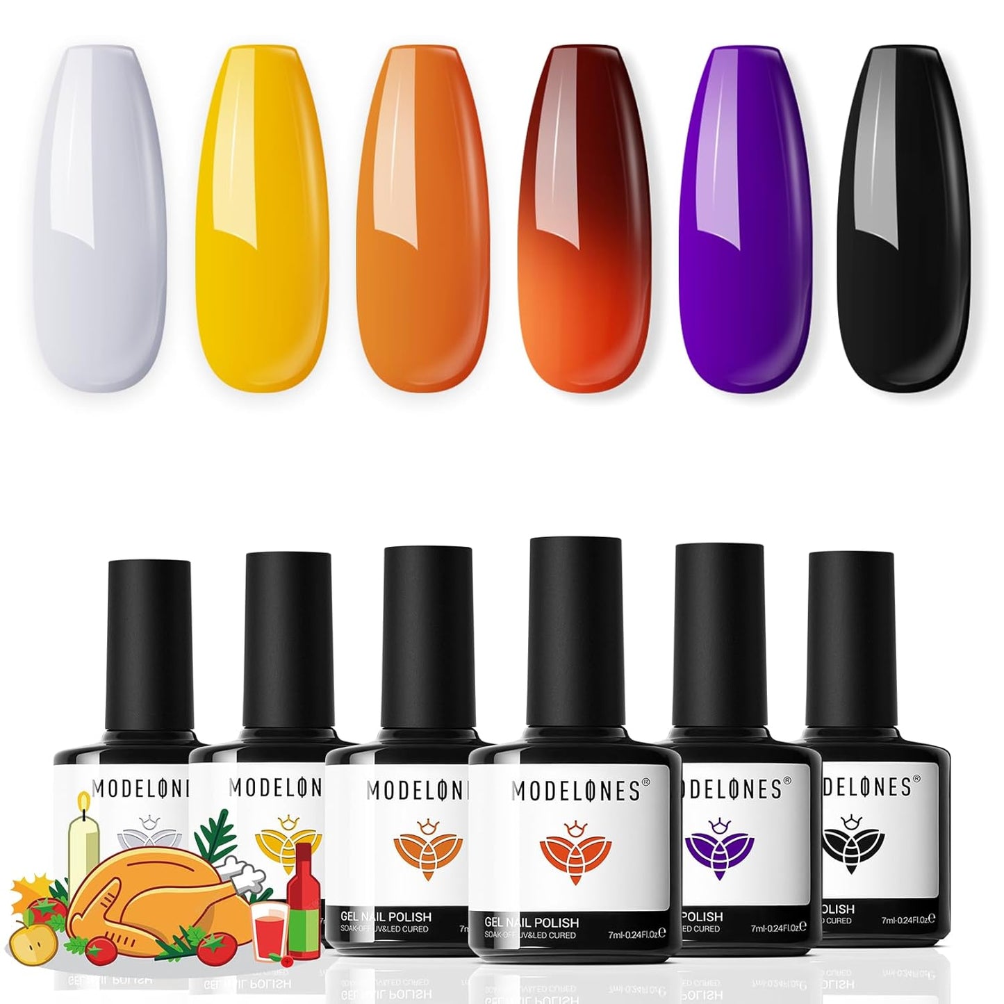 Color Changing Gel Nail Polish, 6 Colors Orange Blue Purple Pink Neon Mood Temperature Change Gel Polish Set Soak off DIY Home Nail Art Gift